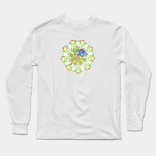 Maine Blueberry Red Gingham Mandala Long Sleeve T-Shirt